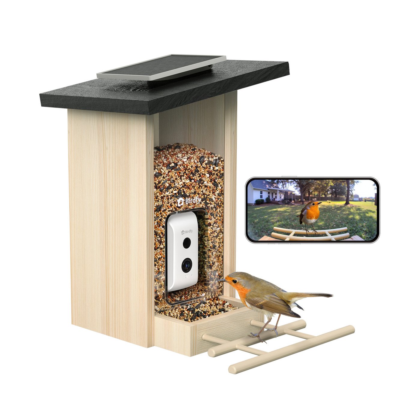 Birdfy Ebony Lite Smart Bird Feeder Solar Panel with Camera