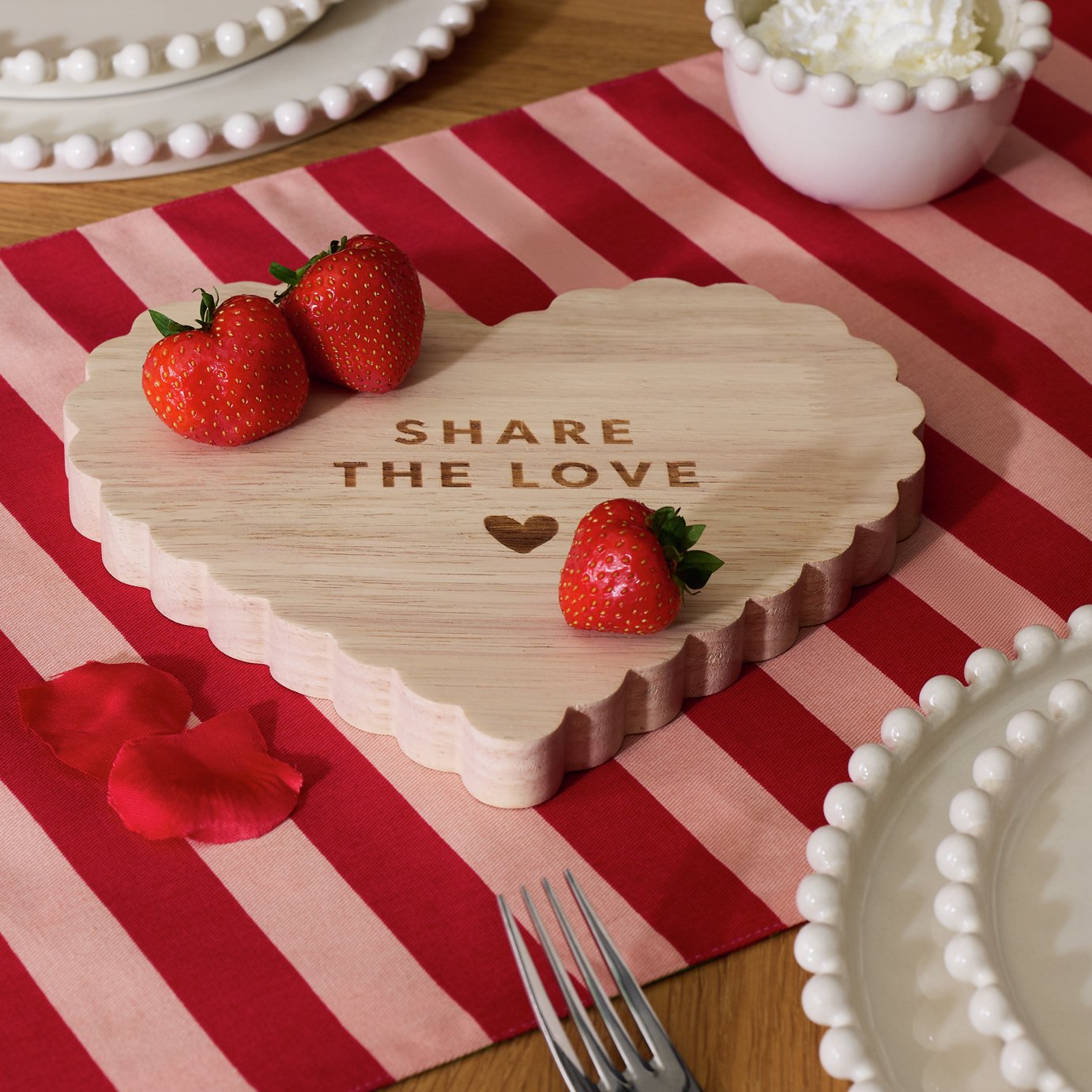 Argos Home Share The Love Wooden Heart Platter