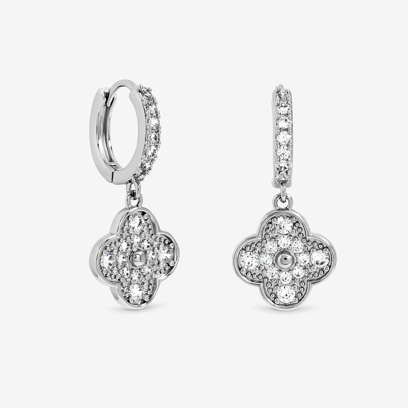 Jon Richard Plated and Pave Clover Earrings