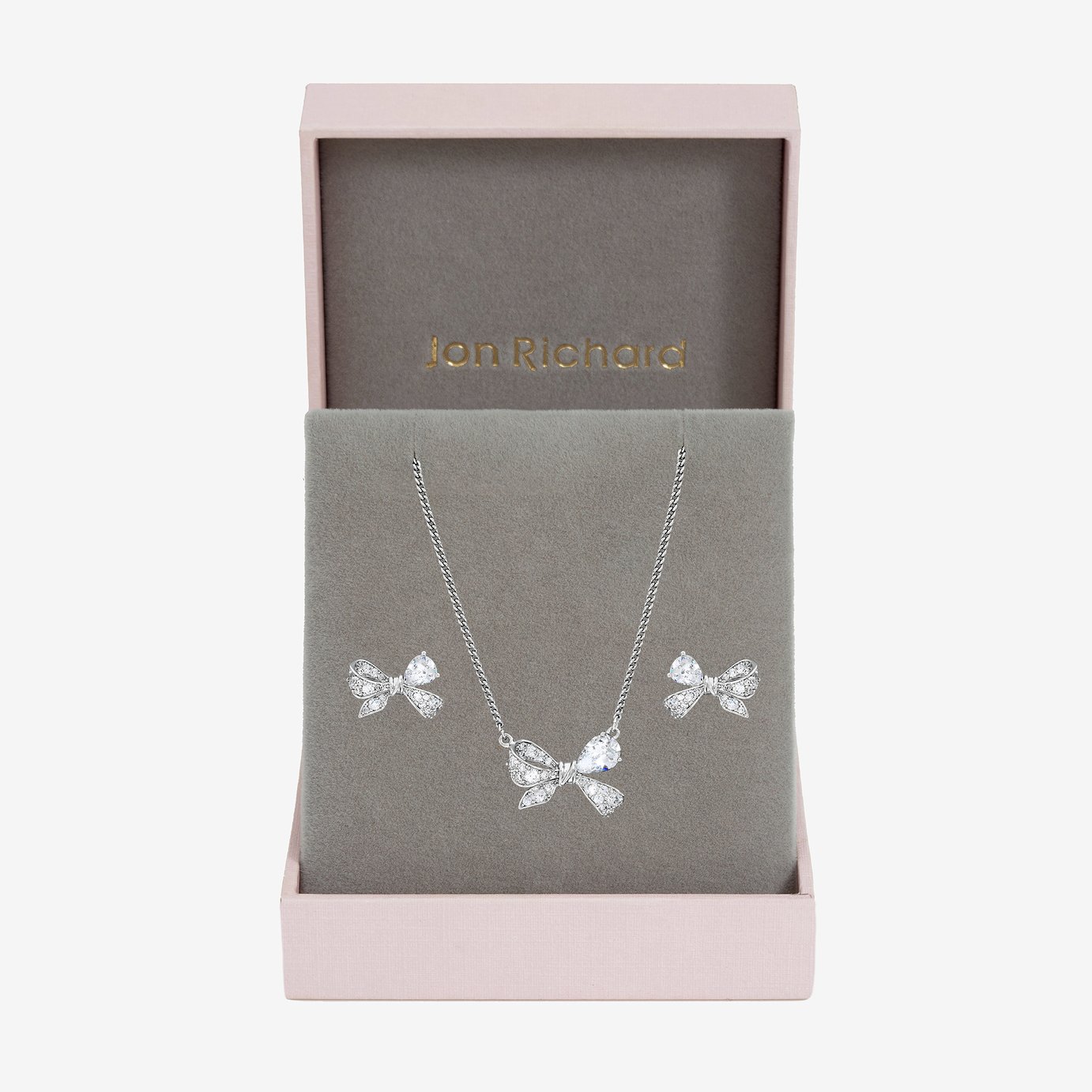 Jon Richard Rhodium Plated Bow Box Set