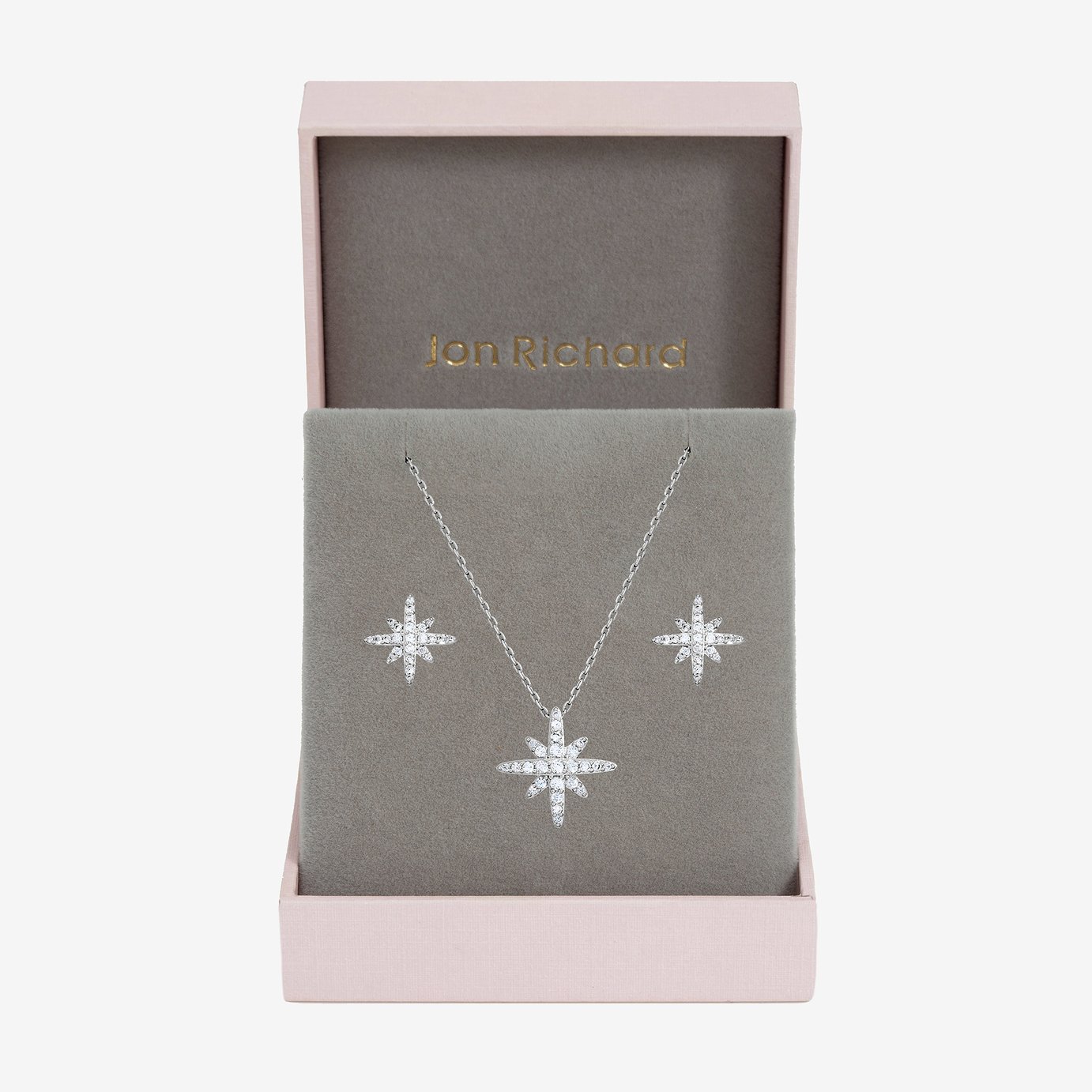 Jon Richard Rhodium Plated and Pave Star Set
