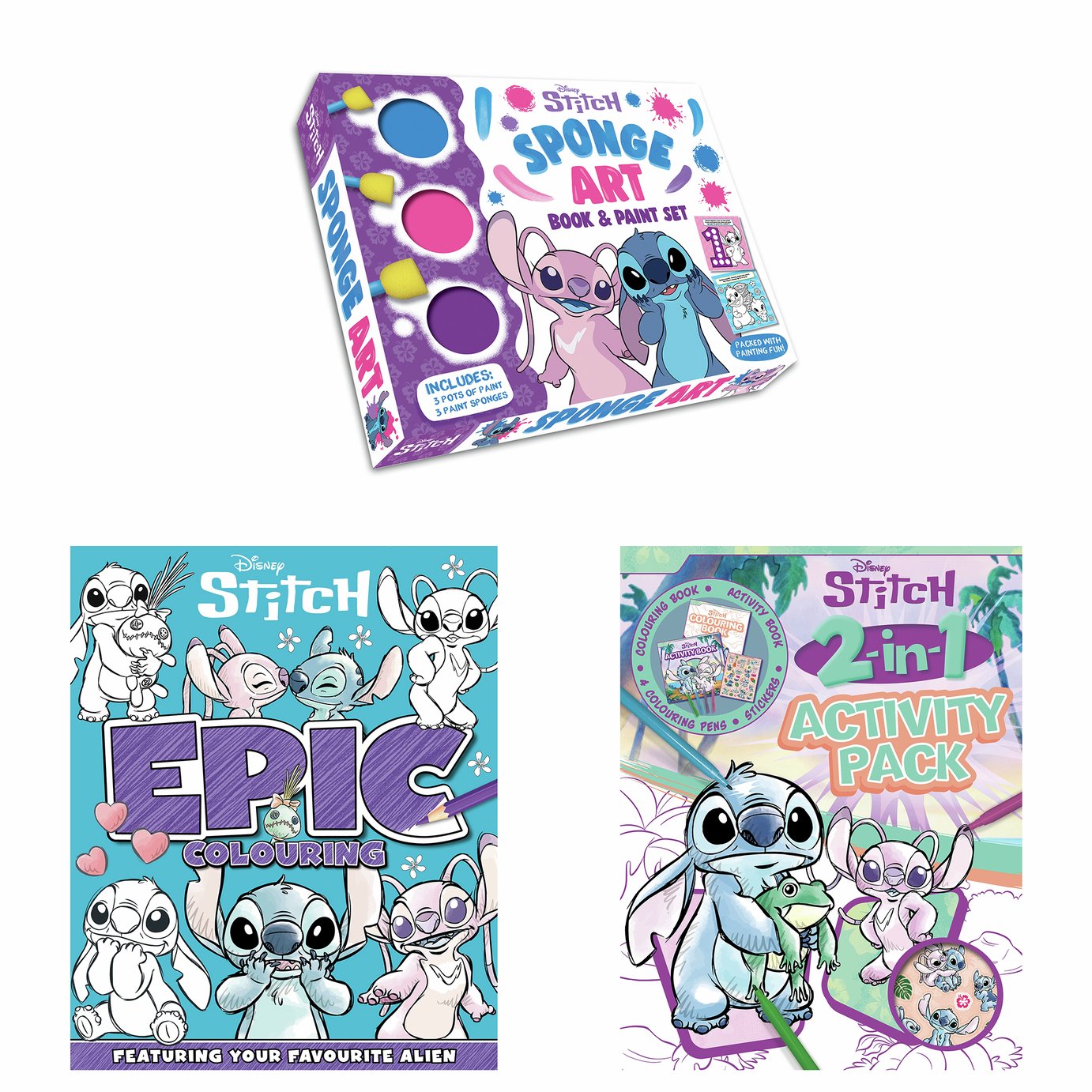 Disney Stitch Sponge Art Book and Paint Set
