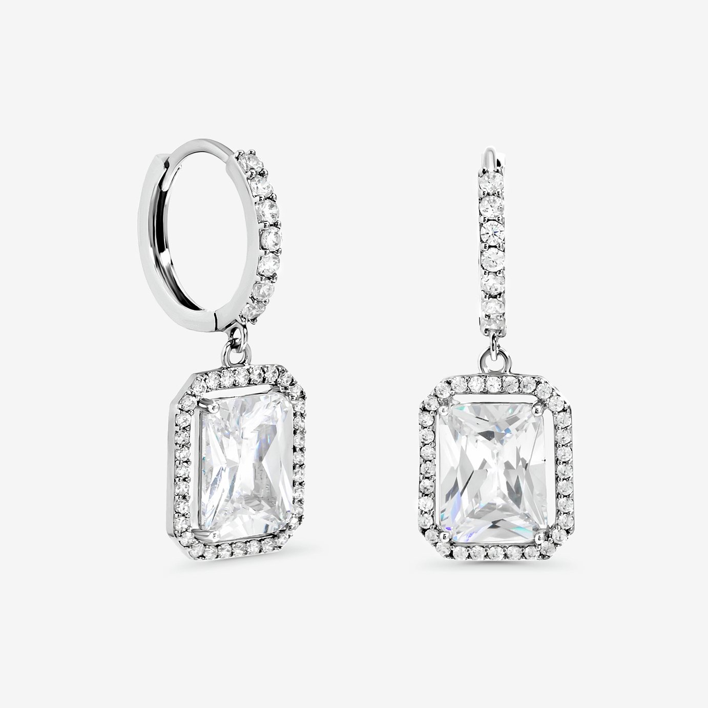 Jon Richard Silver Cubic Zirconia Charm Huggies Earrings