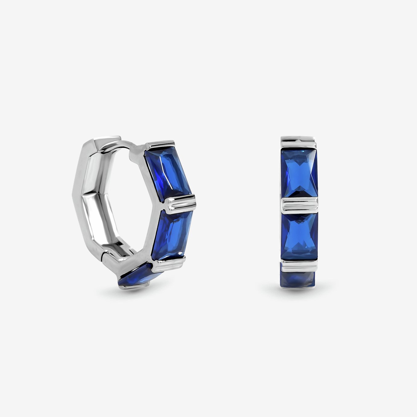 Jon Richard Silver Plated Sapphire Hoop Earrings