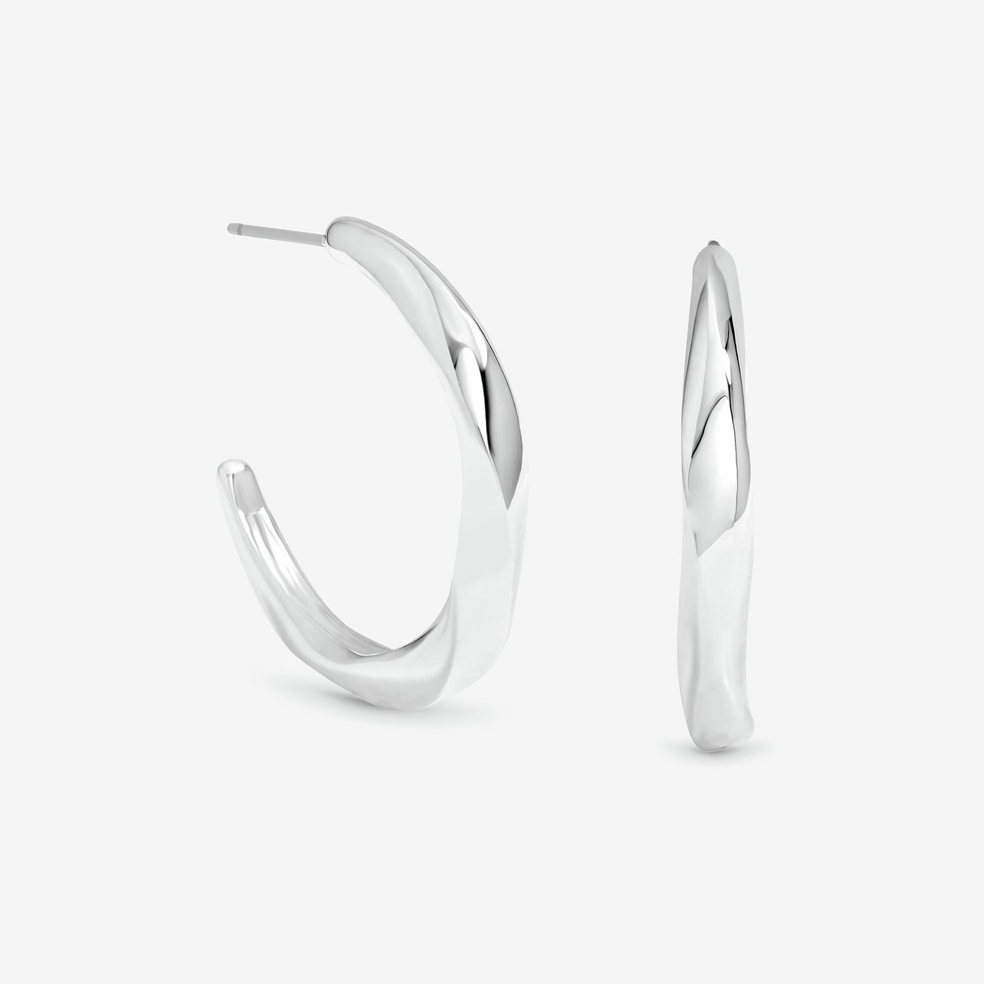 Jon Richard Silver Polished Twist Hoop Earrings