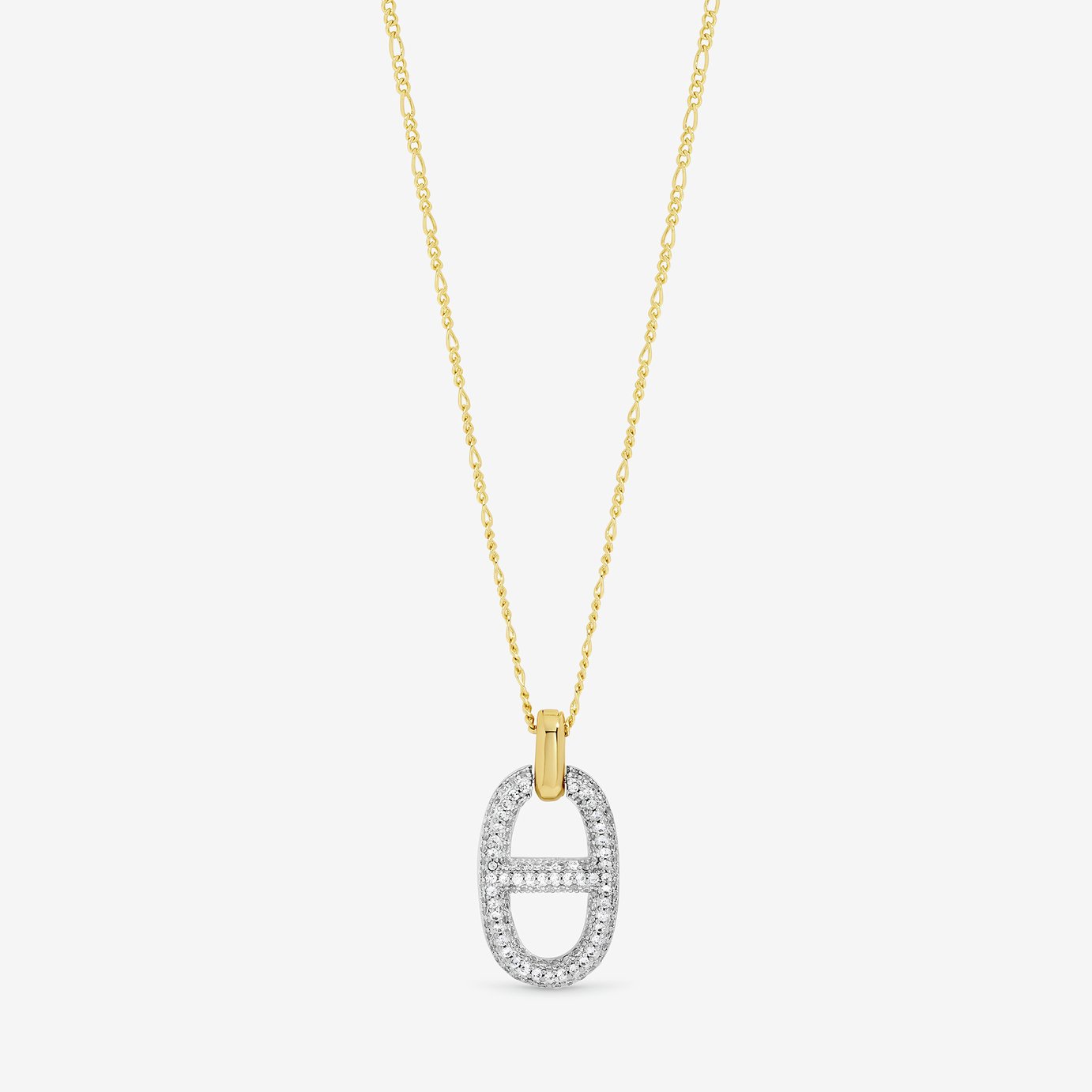 Jon Richard Yellow Two Tone Pave Link Pendant Necklace