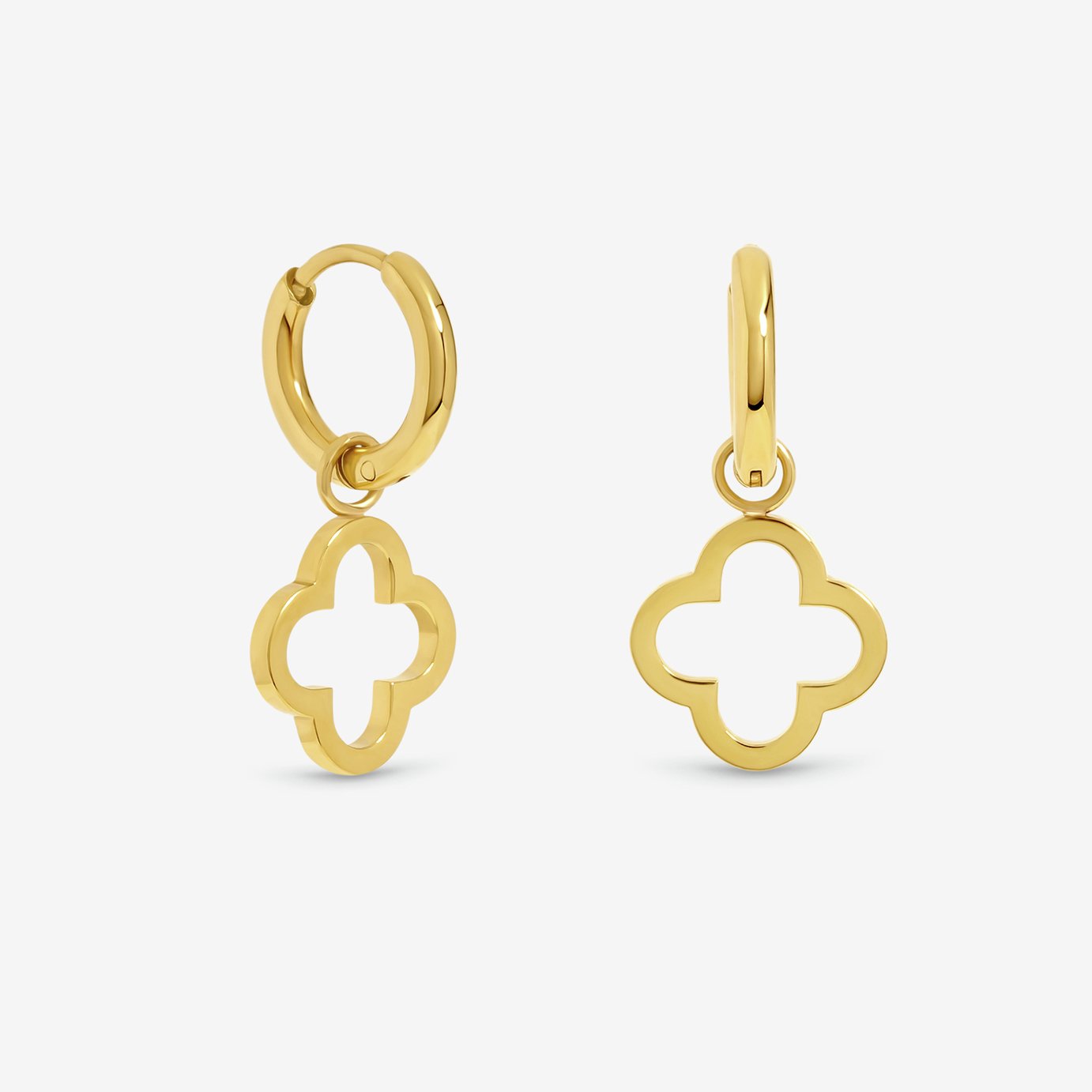 Jon Richard Waterproof Gold Plated Clover Huggie Hoops