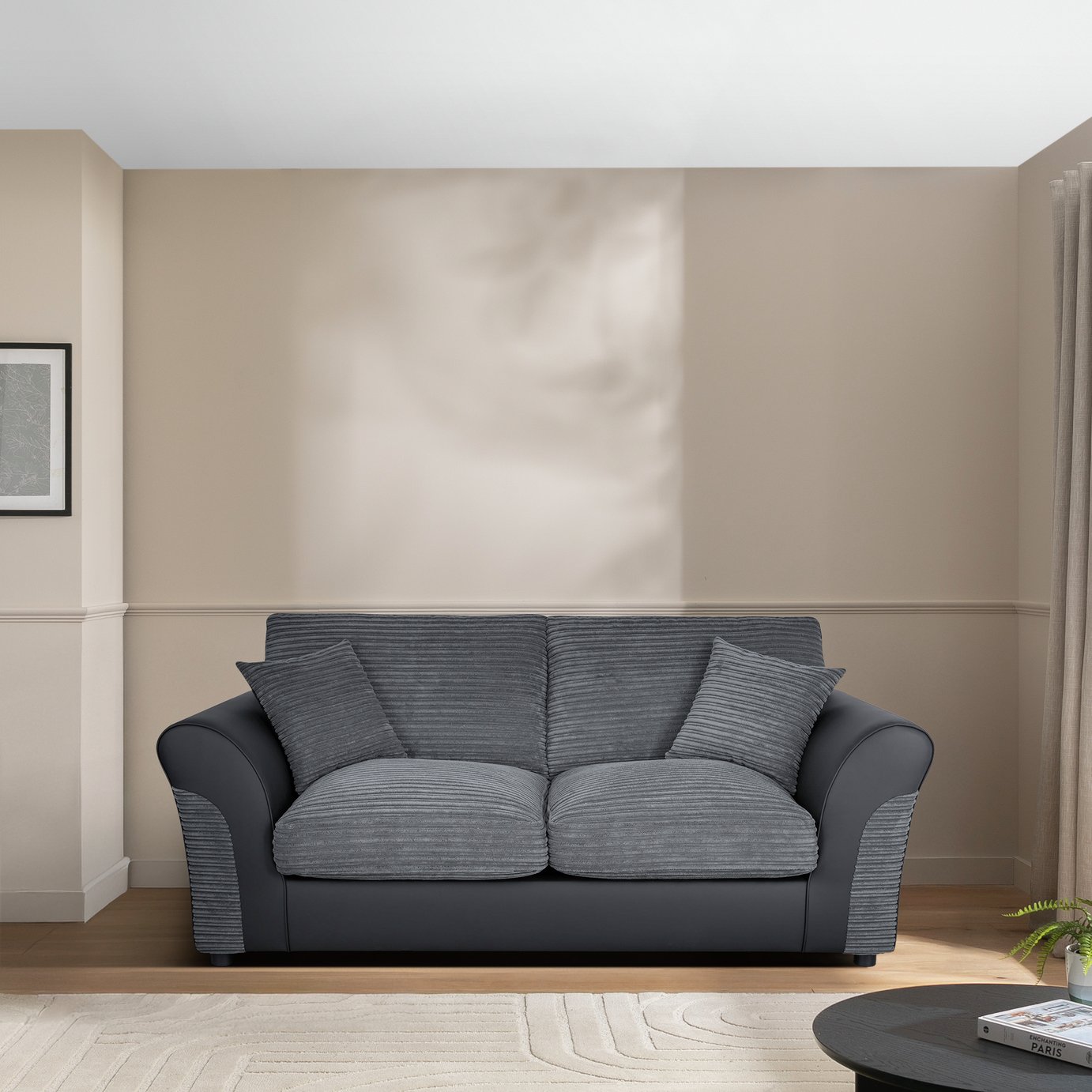 Argos Home Harry Fabric 2 Seater Sofa Bed - Charcoal