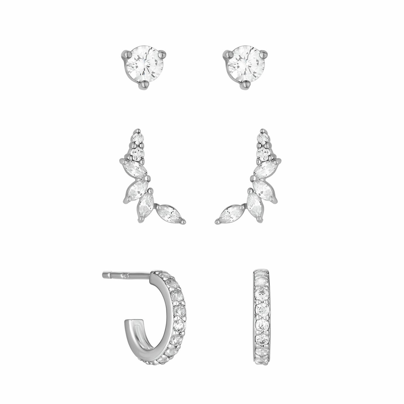 Simply Silver Cubic Zirconia Climber Multi-Pack Earrings