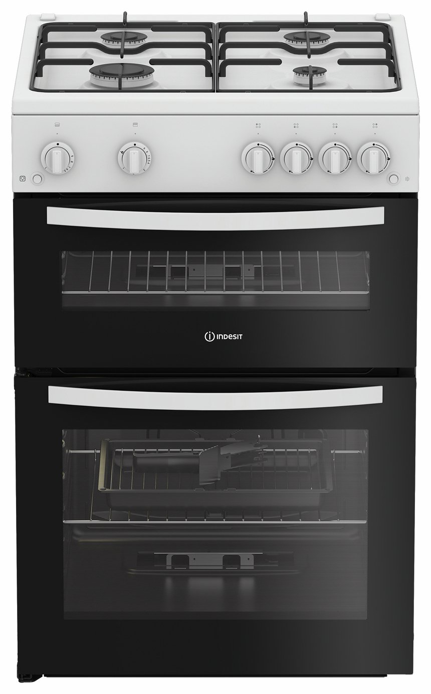 Indesit IDG6GW 60cm Double Oven Gas Cooker - White