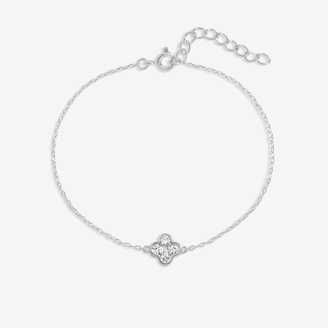 Simply Silver Sterling Silver Cubic Zirconia Clover Bracelet