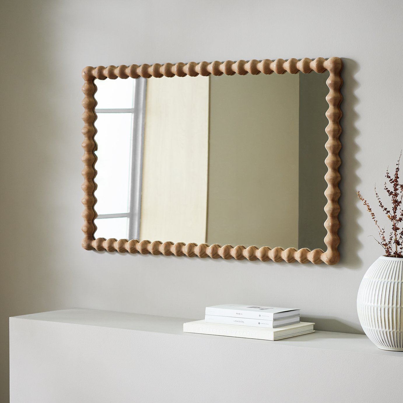 Habitat Bobbin Stained Wooden Wall Mirror - 90x56cm