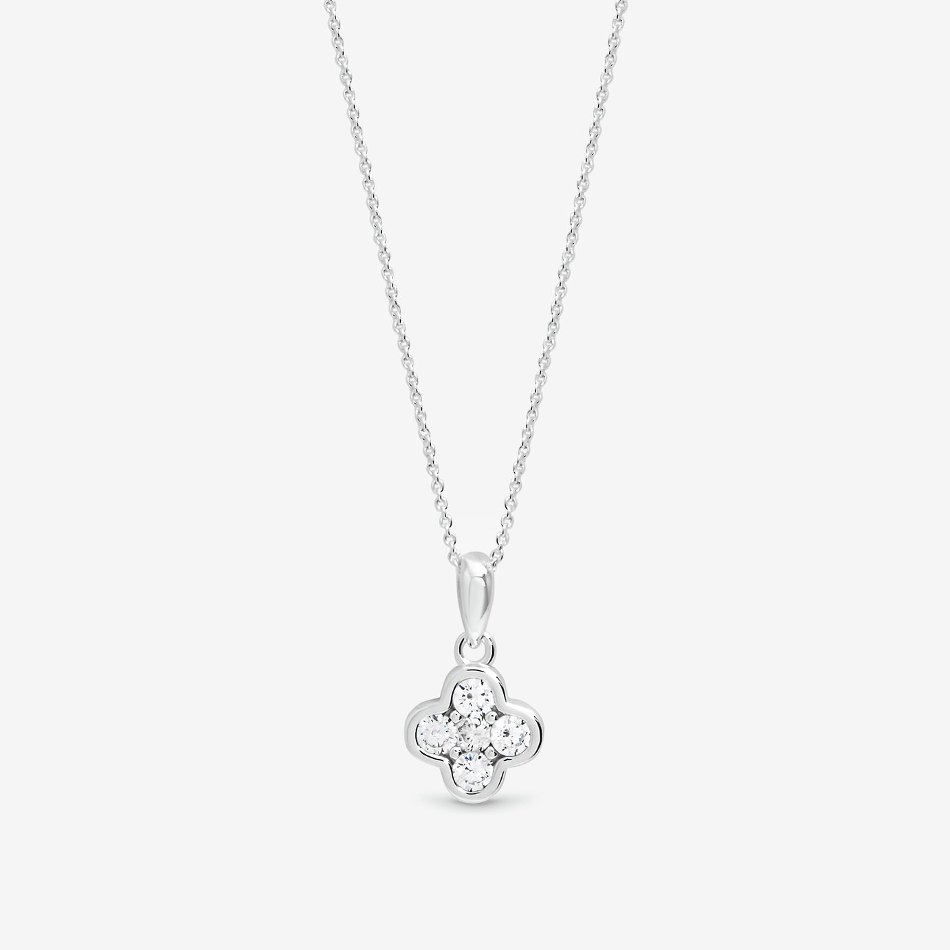 Simply Silver Cubic Zirconia Clover Pendant