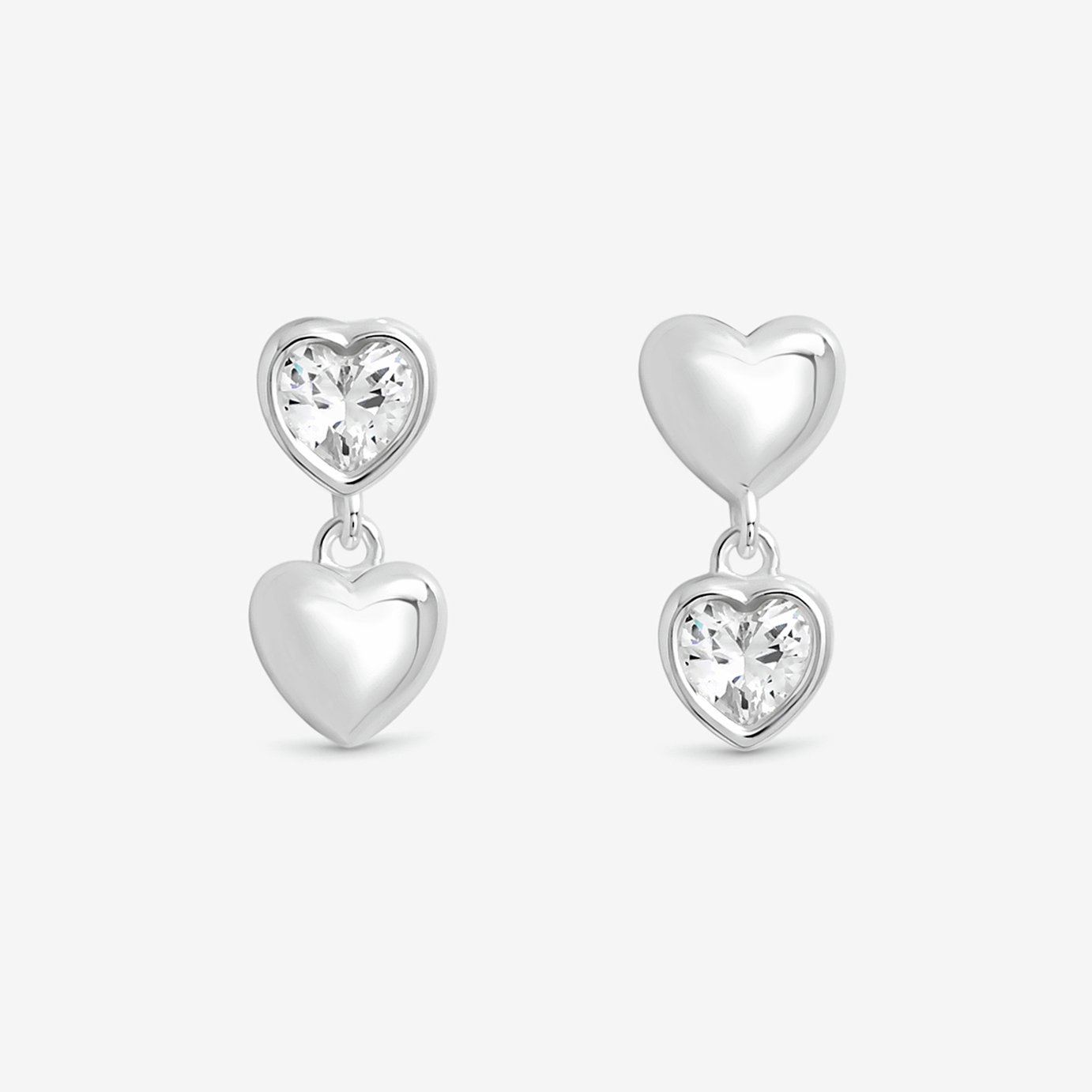 Simply Silver Cubic Zirconia Heart Drop Earrings