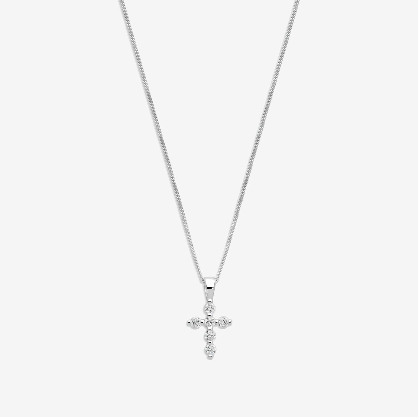 Simply Silver Cubic Zirconia Mini Cross Pendant