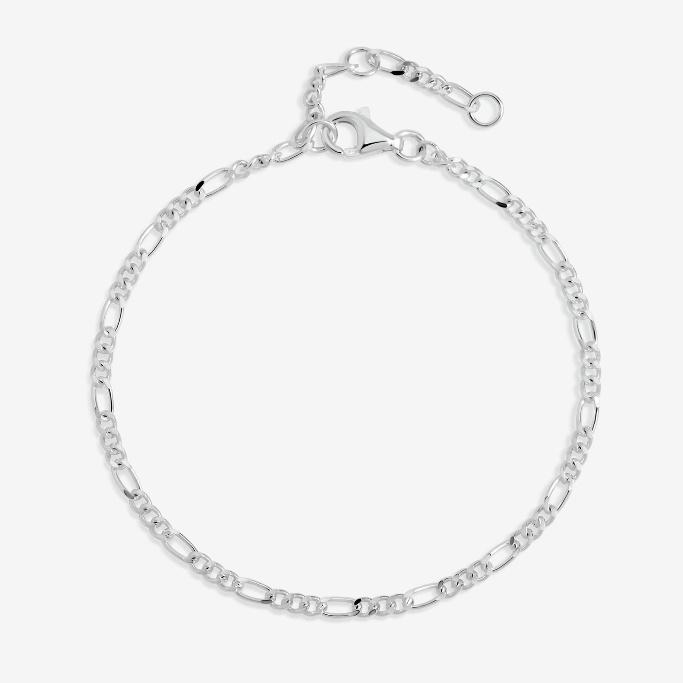 Simply Silver Sterling 925 Figaro Chain Bracelet