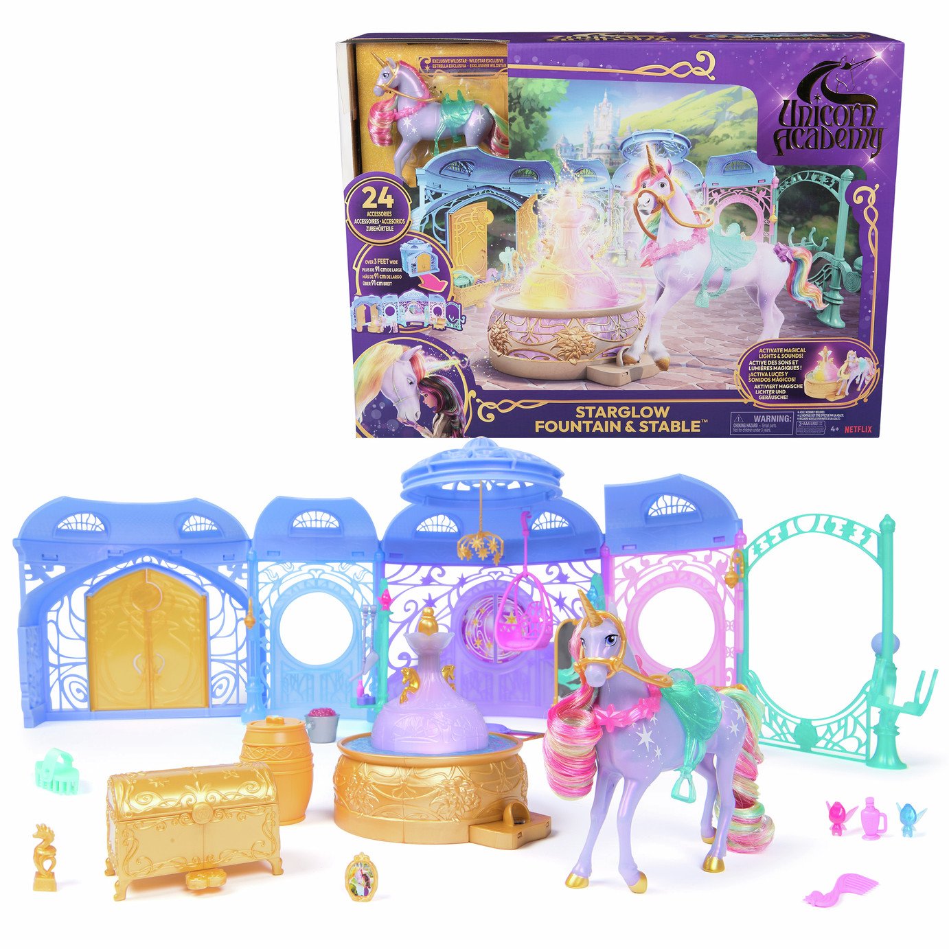 Unicorn Academy Starglow Fountain & Stable Playset