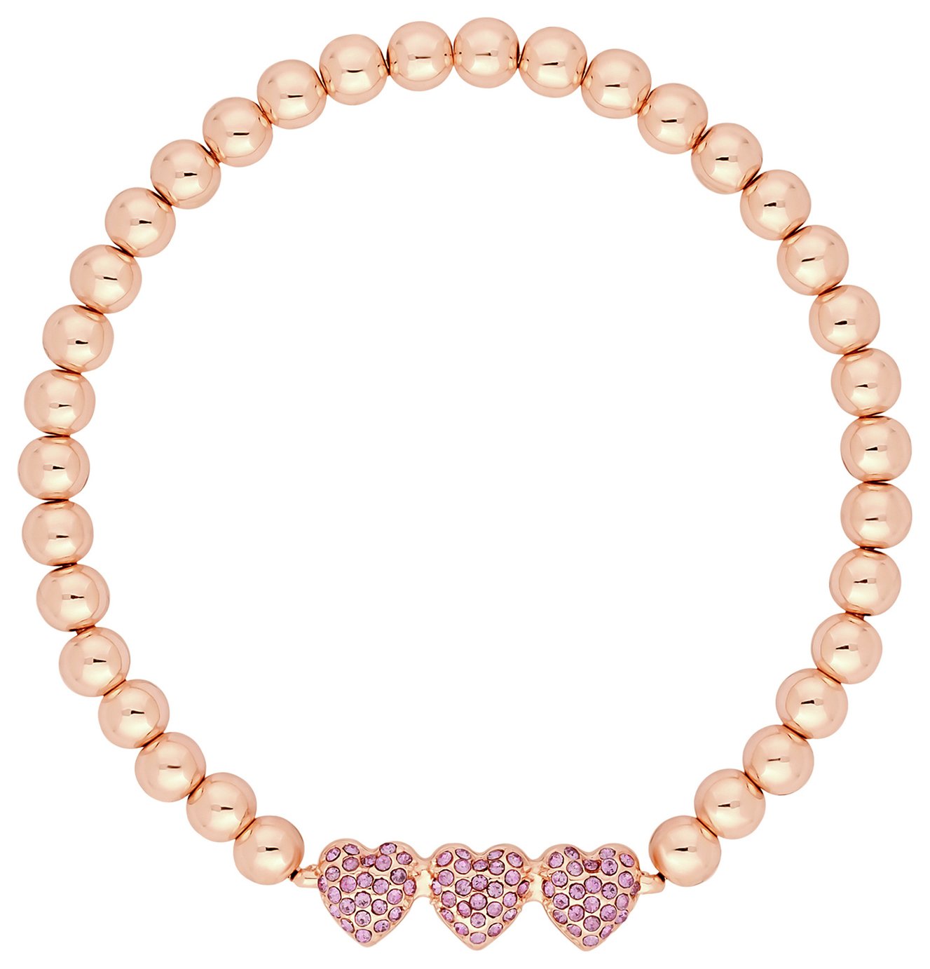 Lipsy Rose Gold Plated Micro Pave Pink Stretch Bracelet