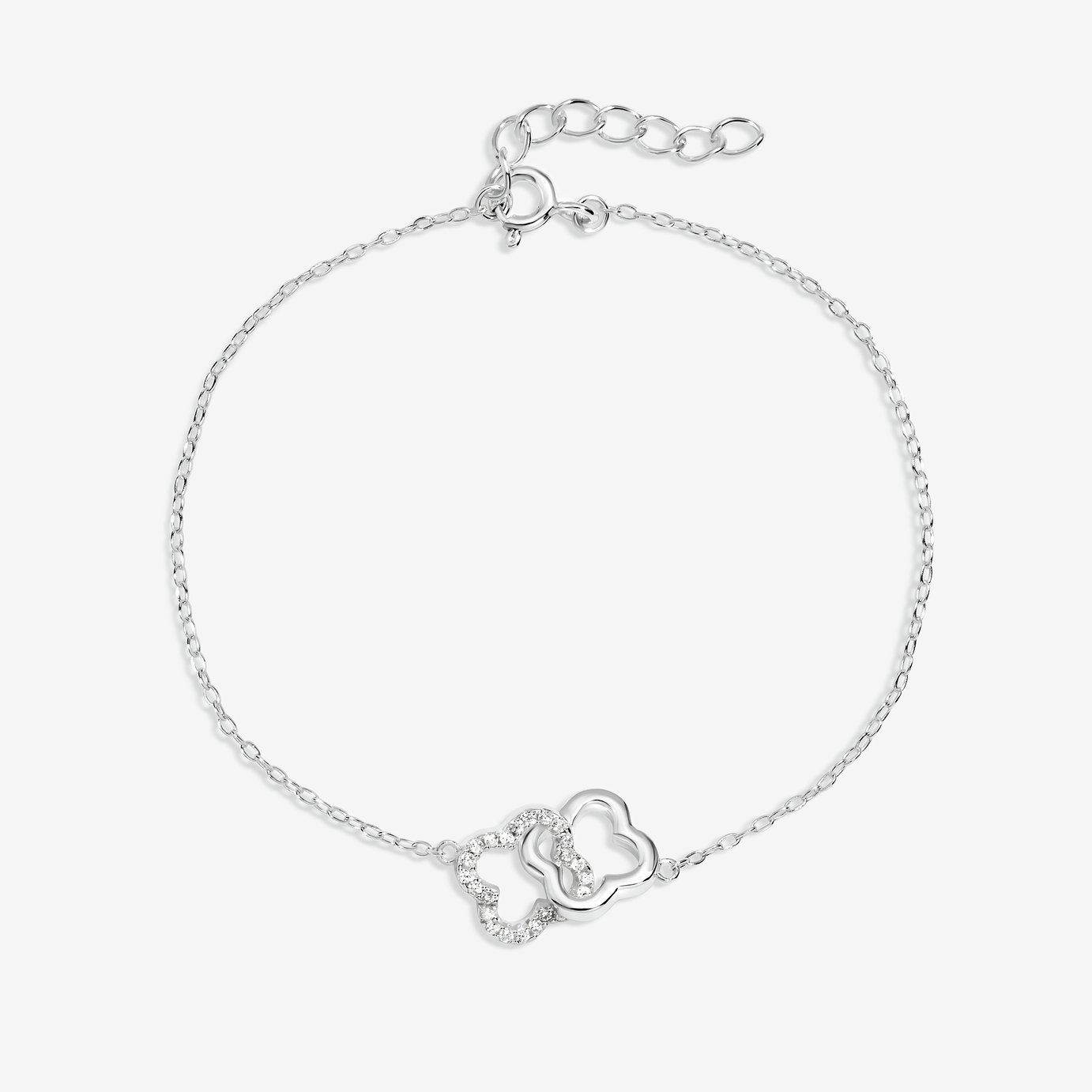 Simply Silver Sterling Silver Crystal Clover Bracelet