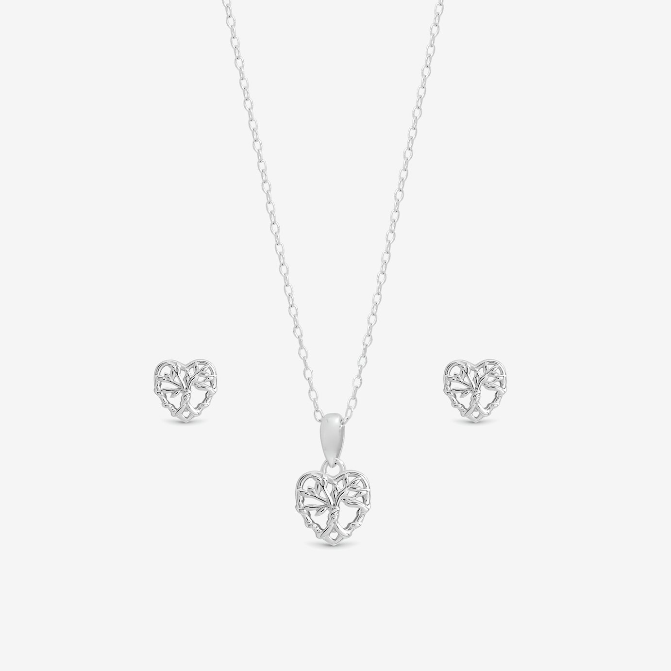 Simply Silver Polished Tree of Love Set
