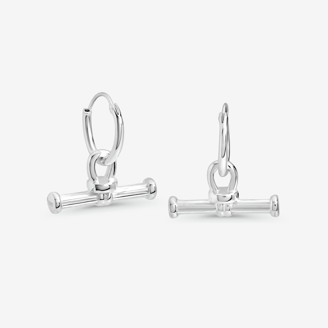 Simply Silver 925 Textured T Bar Hoop Earrings