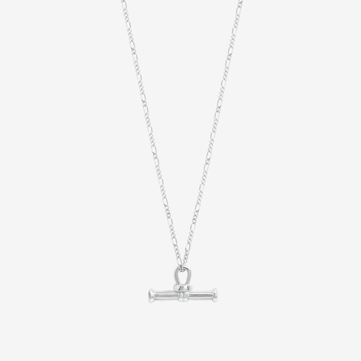 Simply Silver Textured T Bar Pendant Necklace