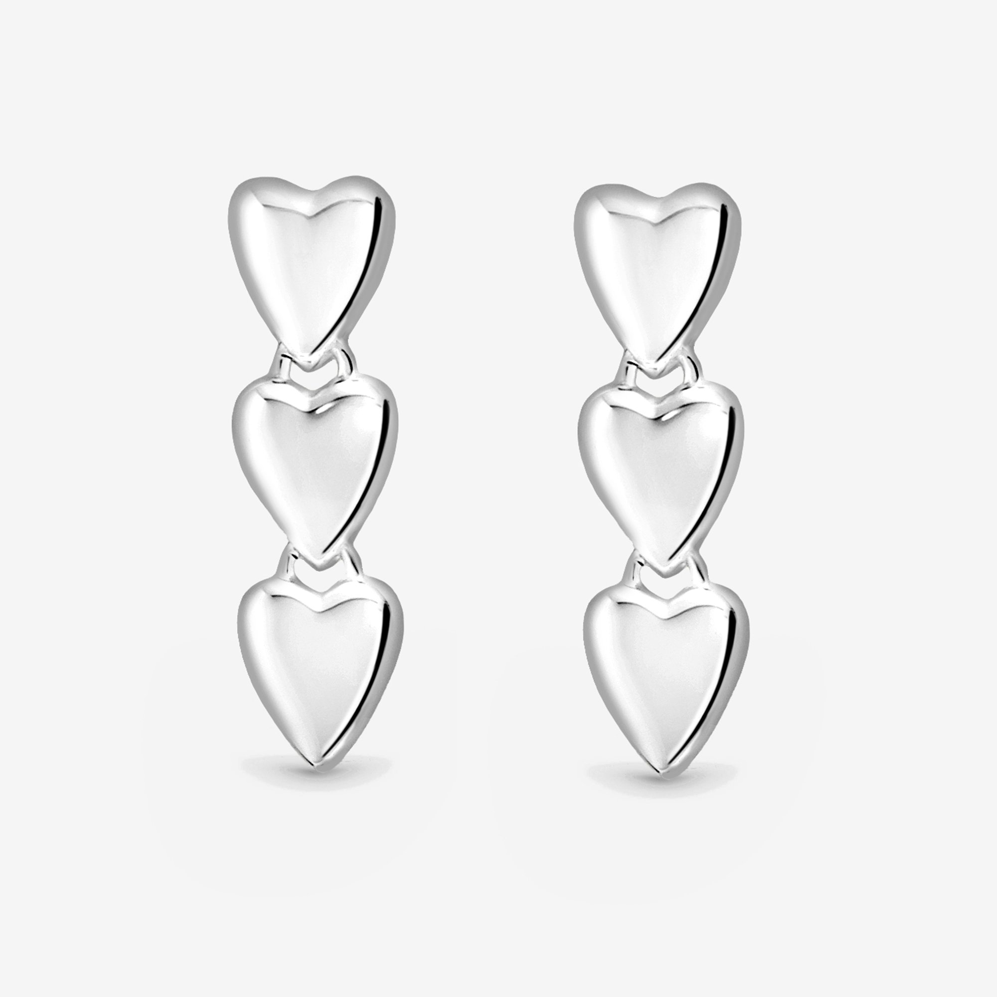 Simply Silver Triple Heart Drop Earrings