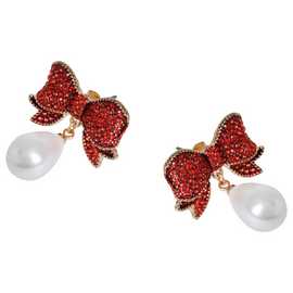 Liars & Lovers Red Bow Pearl Drop Stud Earrings