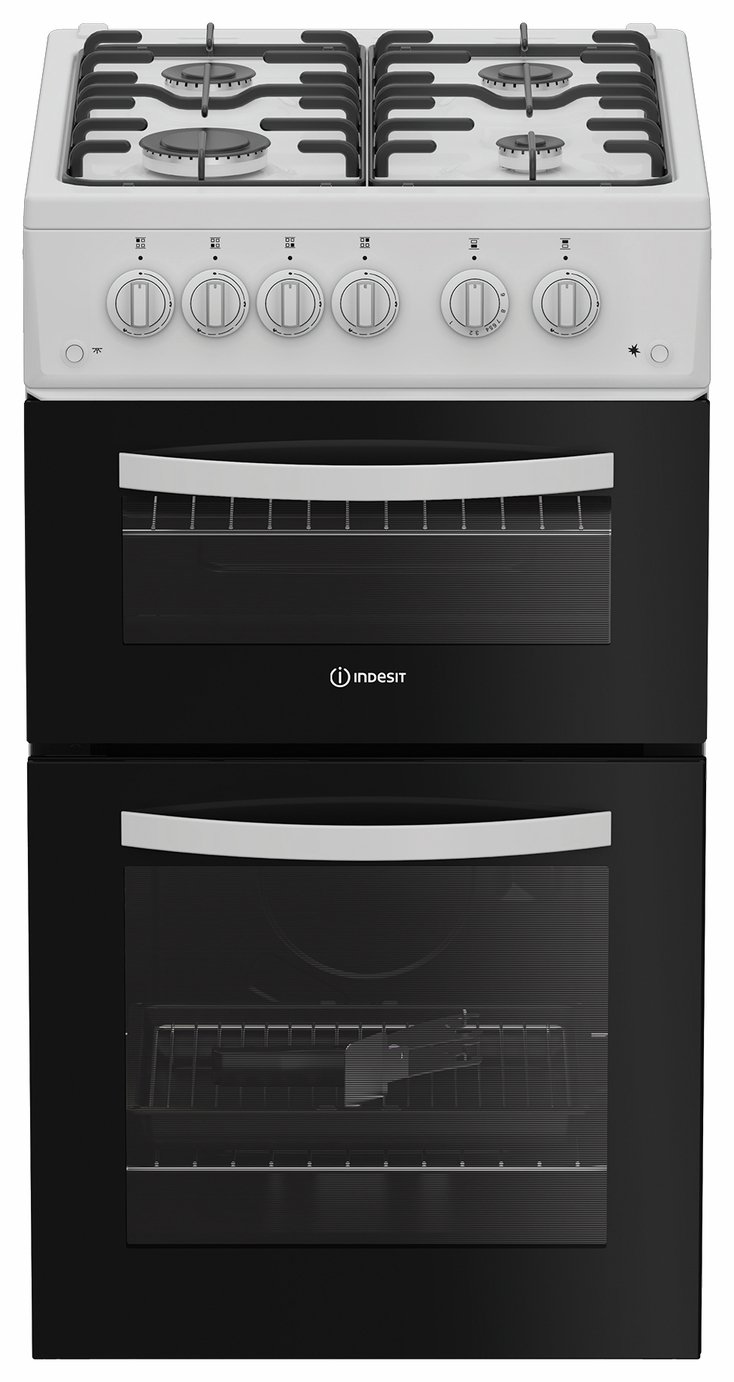 Indesit ITG5GMW 50cm Twin Cavity Gas Cooker - White