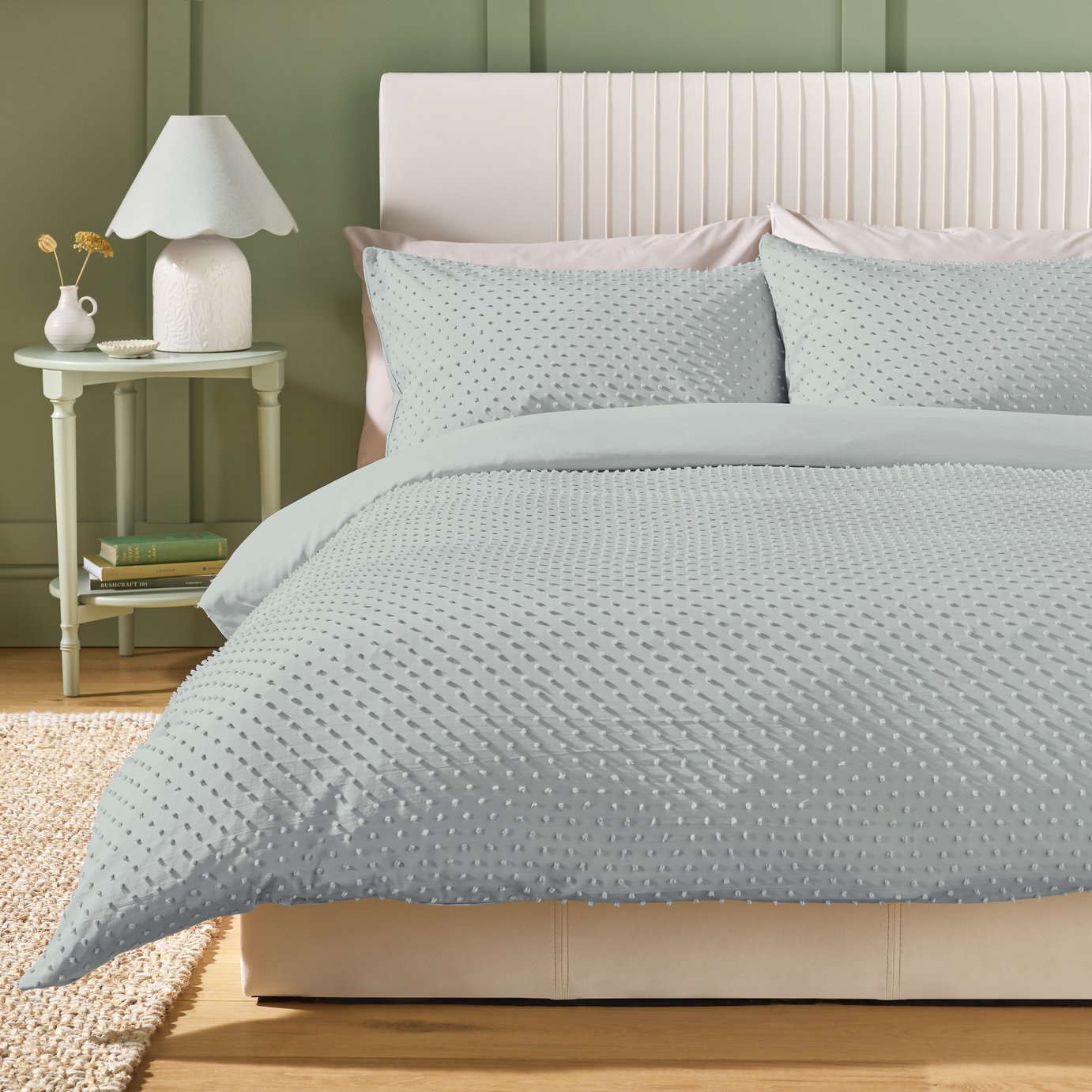 Argos Home Embroidered Dot Grey Bedding Set