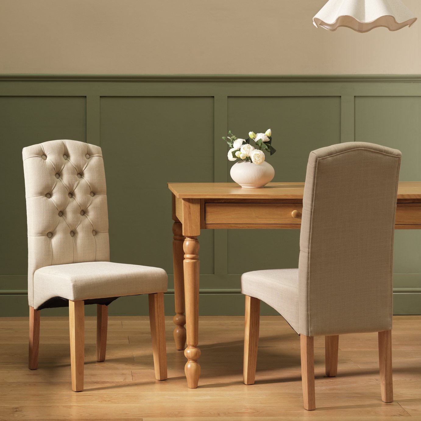 Argos Home Raina Pair of Fabric Chairs- Natural