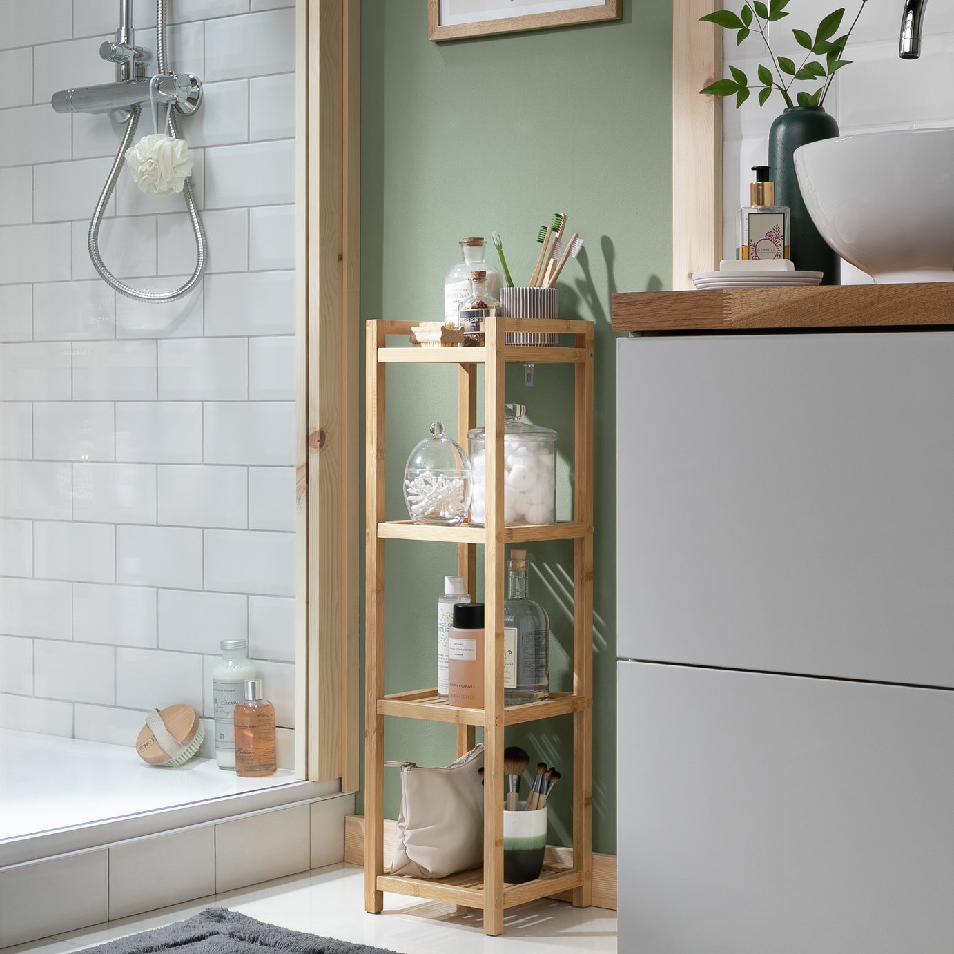 Habitat 4 Shelf Bamboo Storage Caddy - Natural