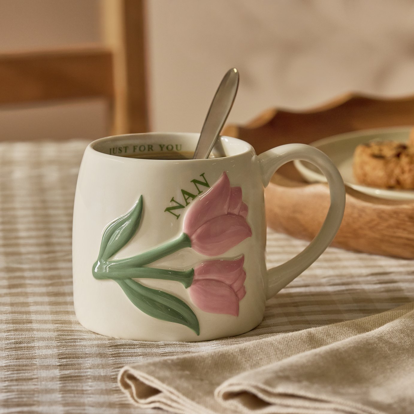 Argos Home Nan Pink Tulip Cream Mug