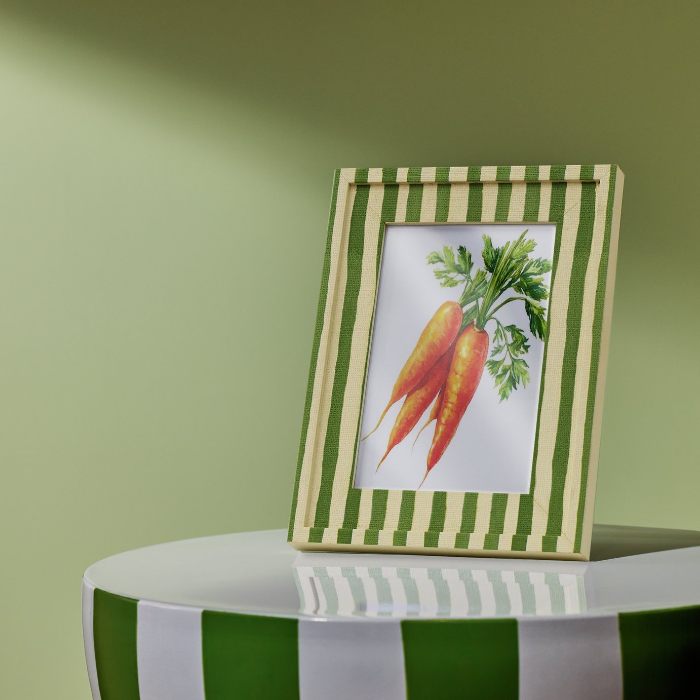 Habitat Stripe Printed Green Picture Frame - 4x6"