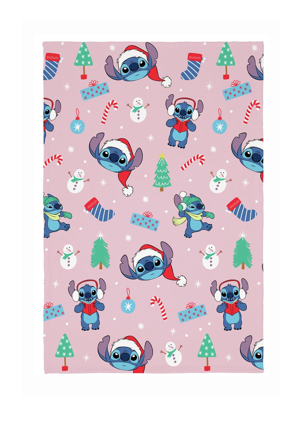 Disney Stitch Christmas Fleece Throw - Pink - 150x100cm