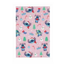 Disney Stitch Christmas Fleece Throw - Pink - 150x100cm
