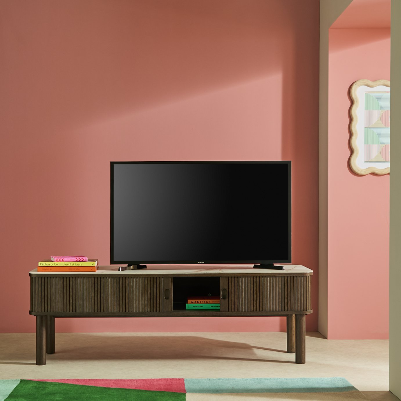Habitat Lex 2 Door Oak TV Unit - Smoked Oak