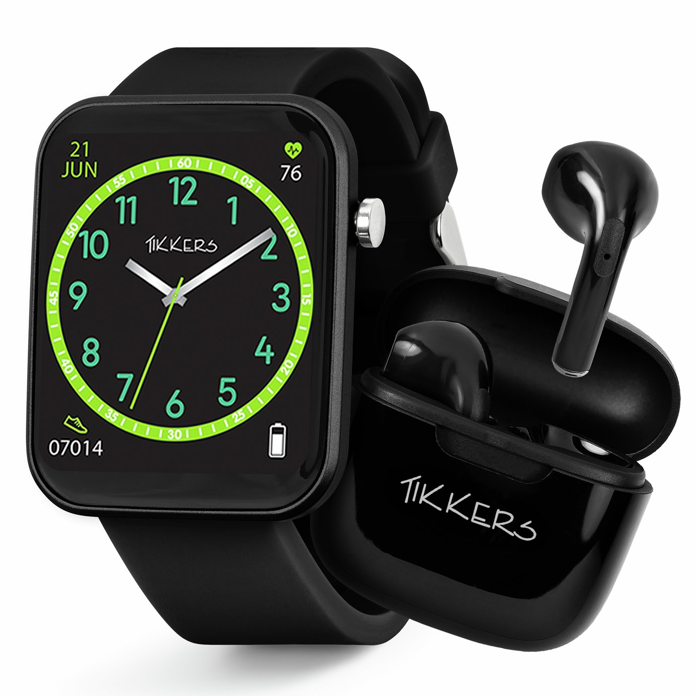 Tikkers Teen Series 13 Black Smart Watch and Earbuds Set