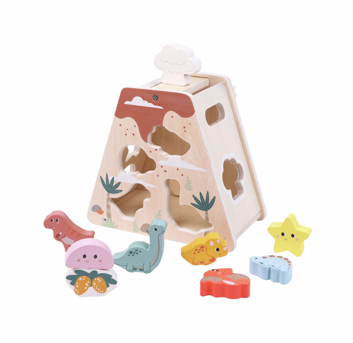 Chad Valley Wooden Dinosaur Theme Shape Sorter Toy