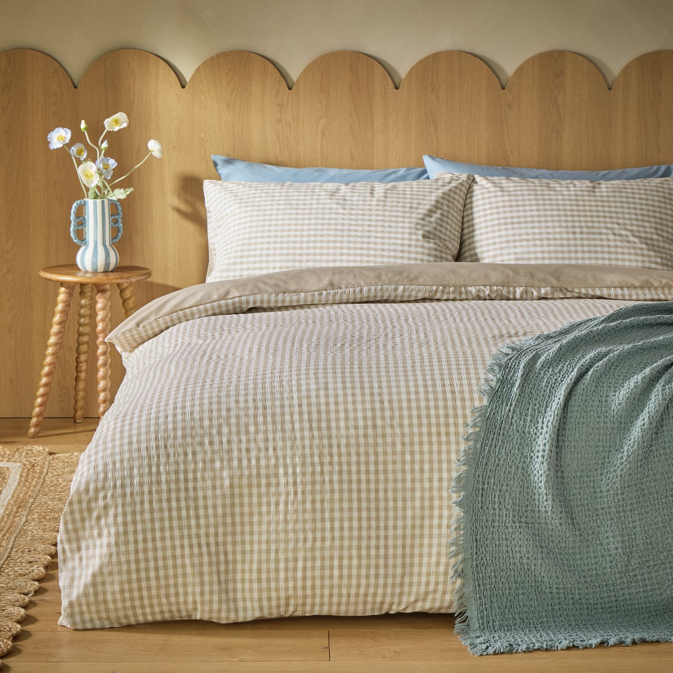 Habitat Gingham Seersucker Neutral Bedding Set