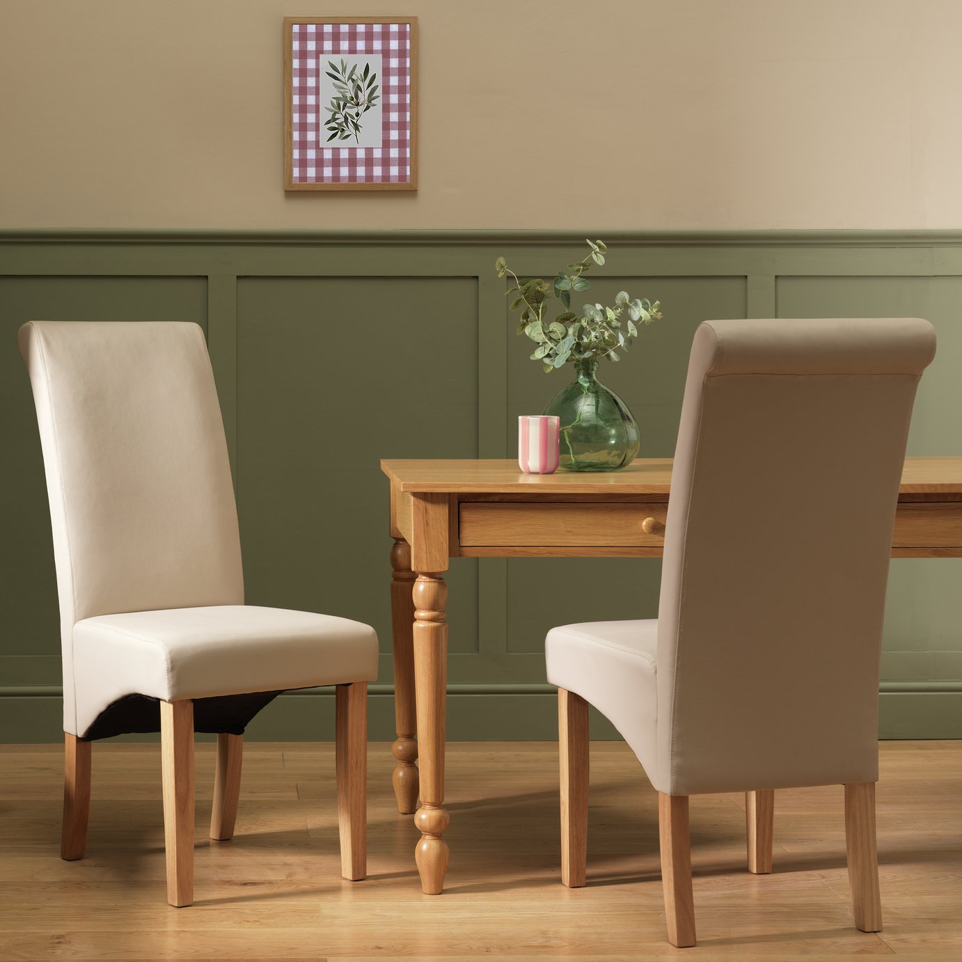 Argos Home Pair of Midback Dining Chair - Cream