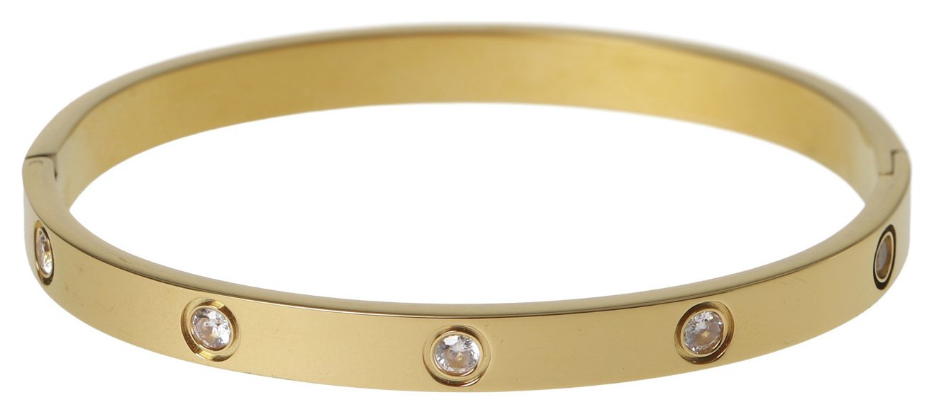 Liars & Lovers Gold Tone Crystal Inset Hinged Bangle