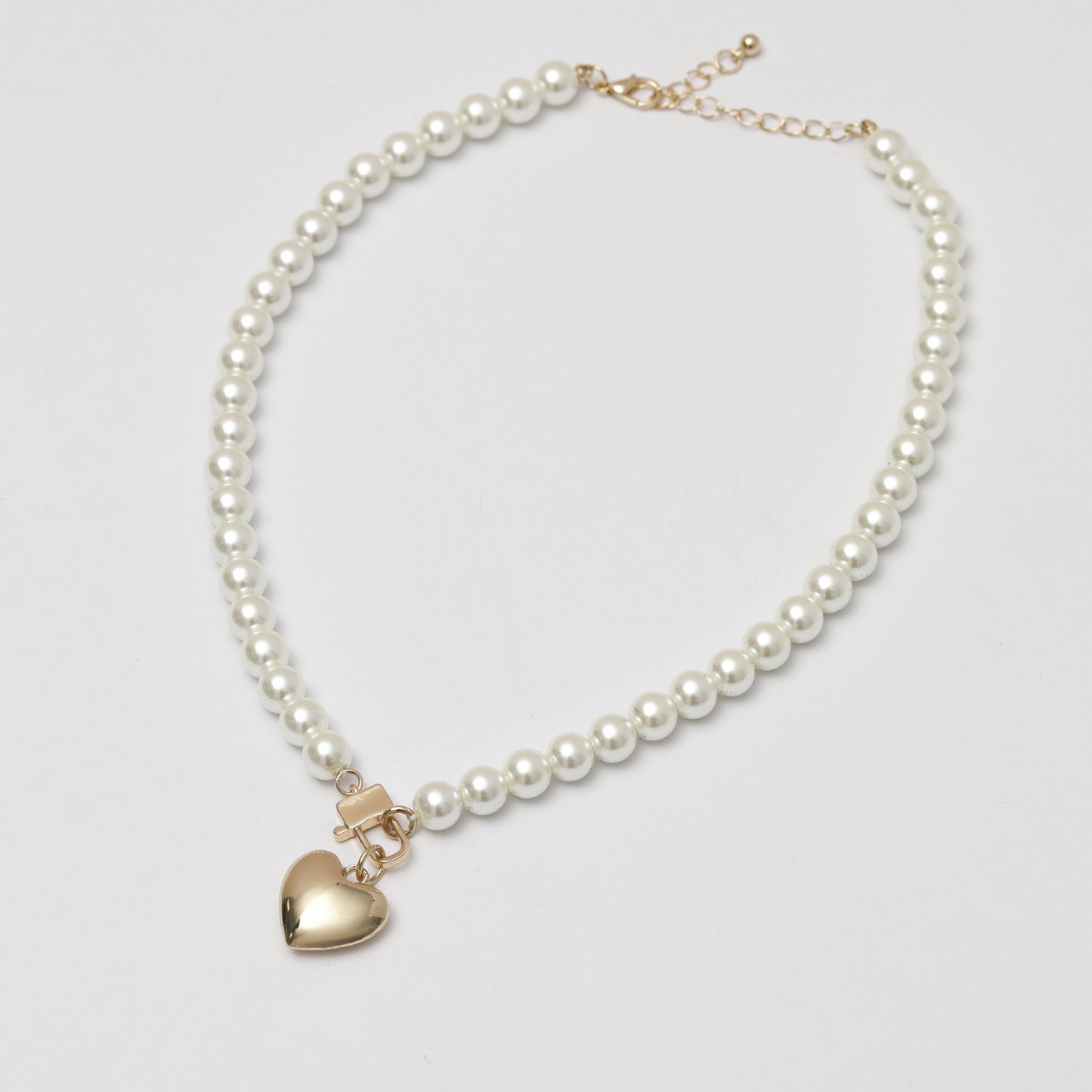Lipsy Gold Pearl Heart Pendant Necklace 