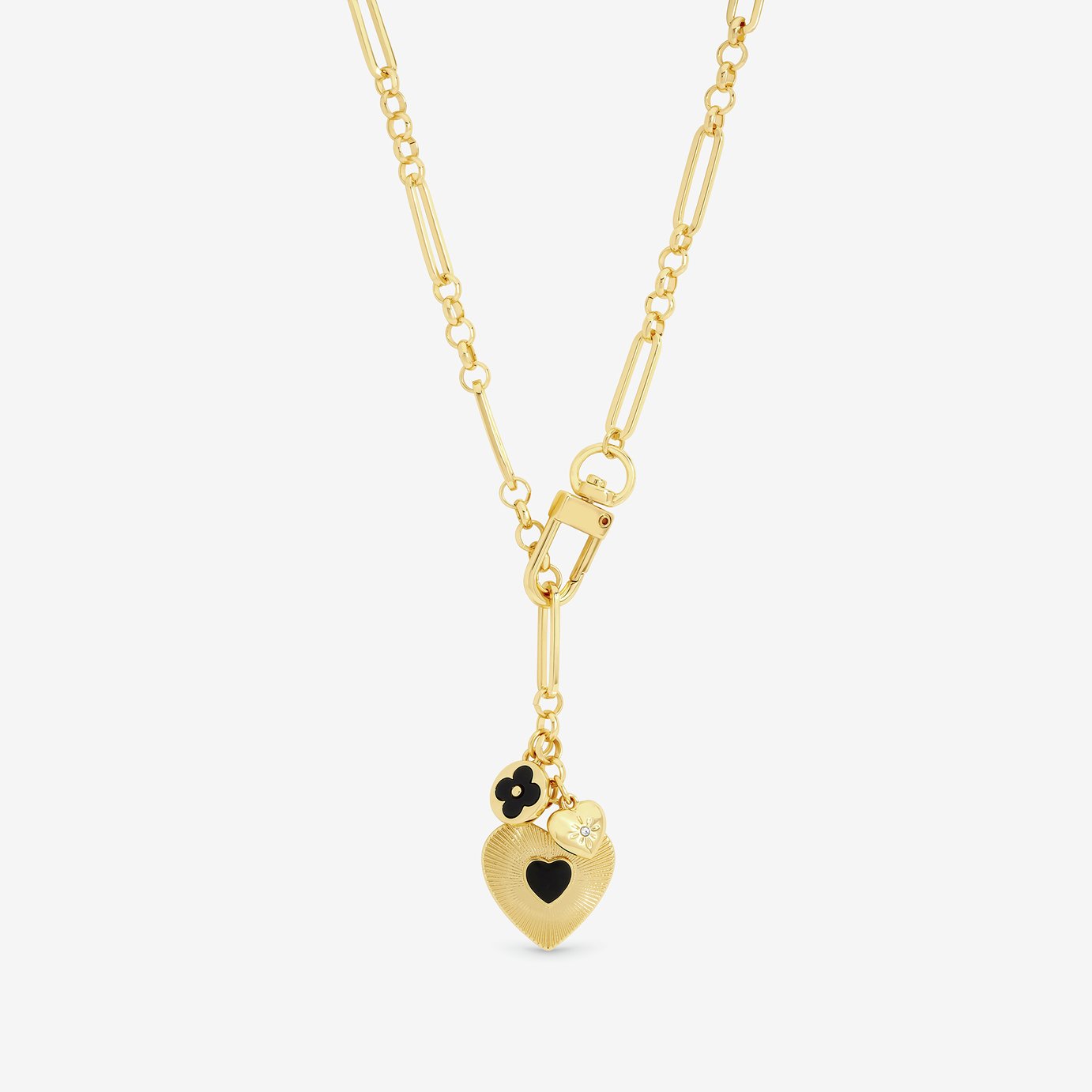 Lipsy Gold Tone & Jet Heart Charm Necklace 