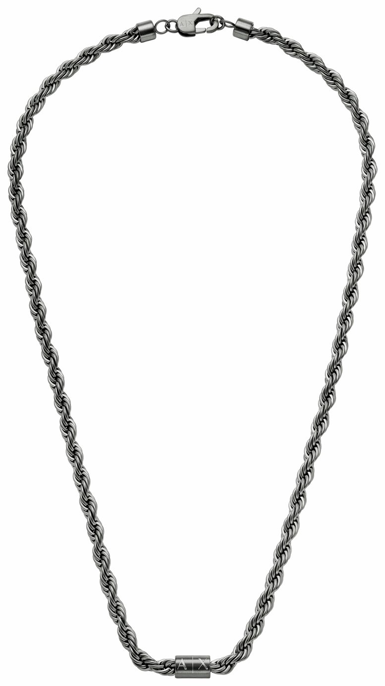 Armani Exchange Men's Gunmetal Stainless Steel Chain 