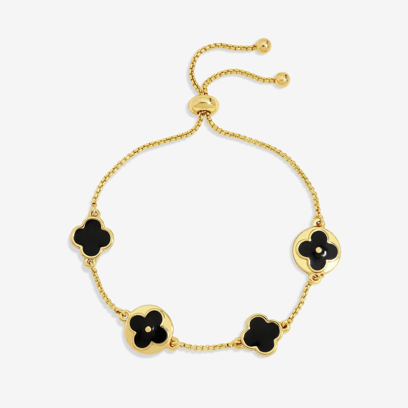 Lipsy Yellow Gold And Jet Clover Toggle Bracelet