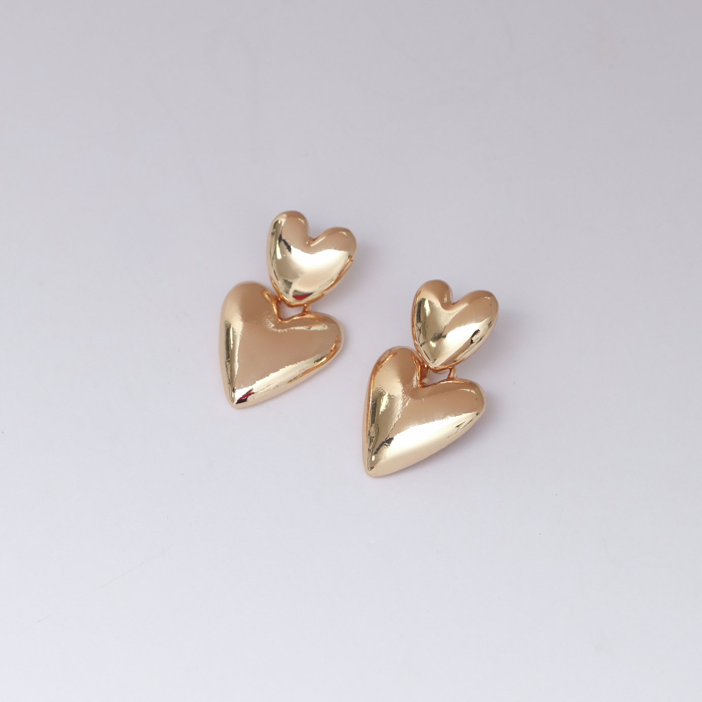 Lipsy Gold Plated Puffed Heart Drop Earrings