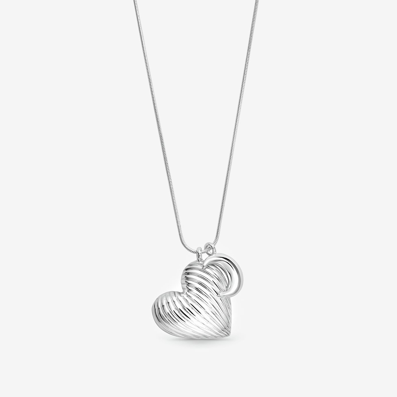 Lipsy Silver Ridged Heart & Moon Adjustable Pendant Necklace