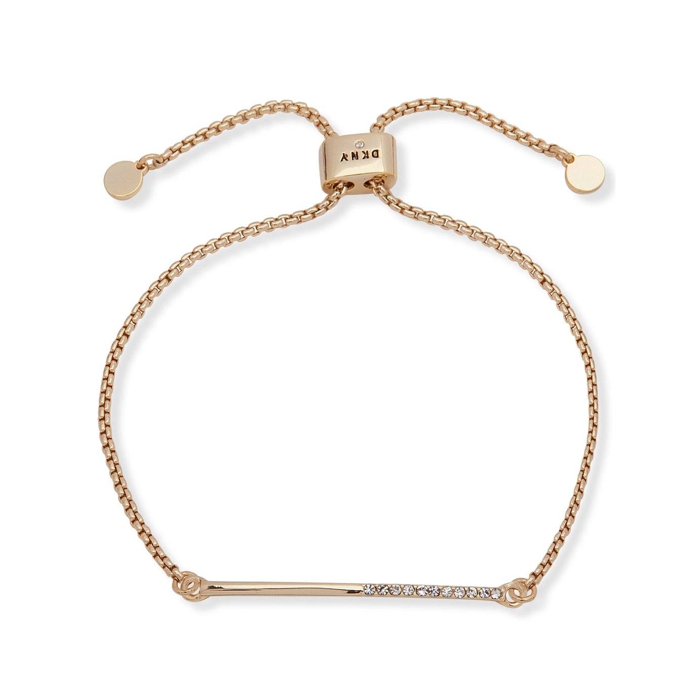 DKNY Gold Plated Half Pave Bar Slider Bracelet