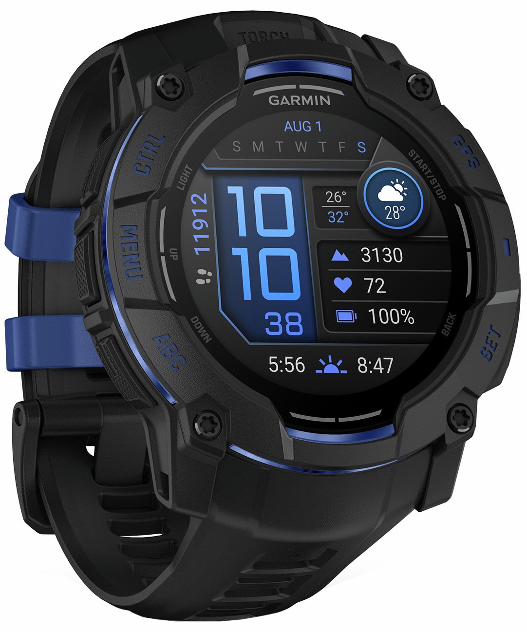 Buy Garmin Instinct 50mm GPS Smart Watch Black and Bolt Blue
